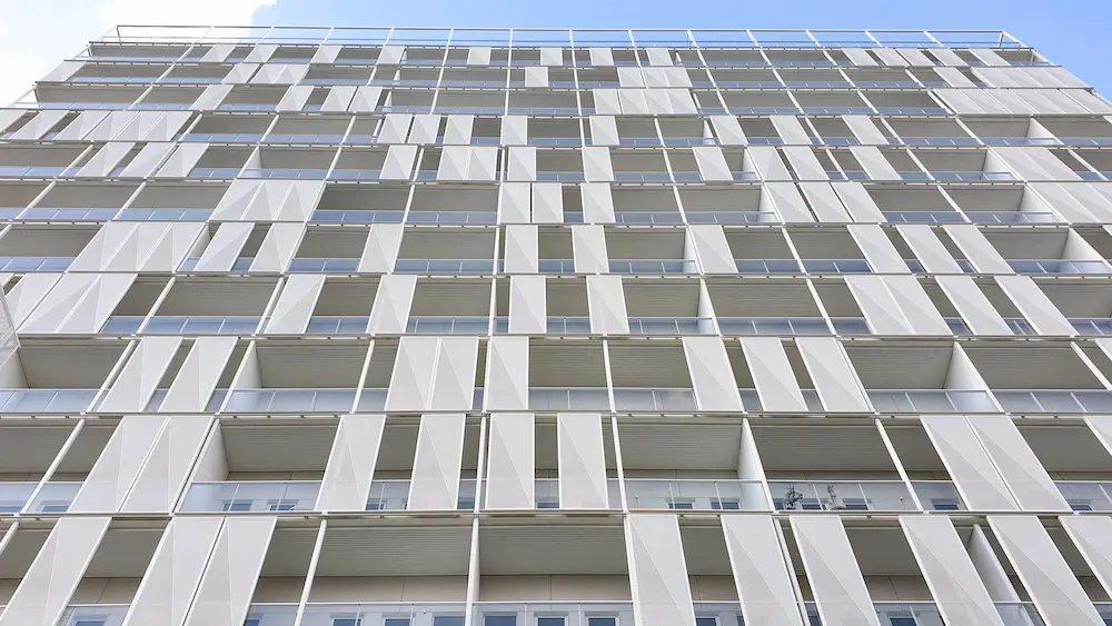 Building façade covered in Steni Panels
